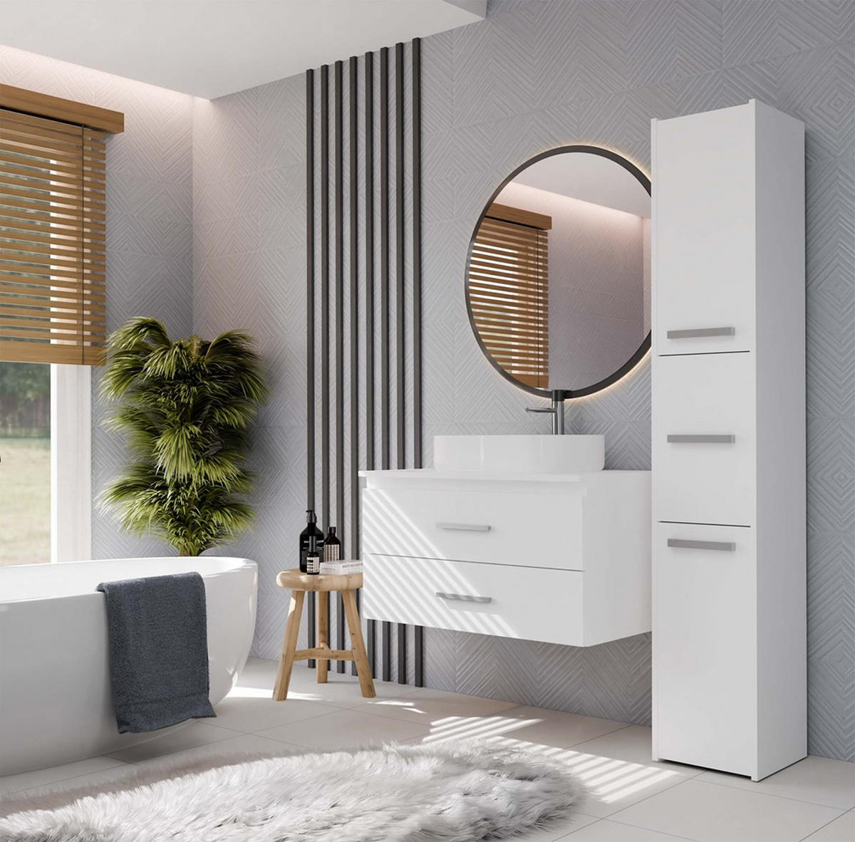 SKŘÍŇKA POD UMYVADLO bílá 80/45/50 - bílá, kompozitní dřevo (80/45/50cm) - RAUMHIRSCH FURNITURE