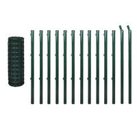 GARTENZAUN, Eurozaun mit Pfosten Stahl, 25/1 m, aus Stahl und PVC, Grün - Grün, Metall (2500/100cm) - vidaXL
