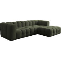 ECKSOFA Mochi L-Form 5-Sitzer Rechts, Samt, Dunkelgrün 290/75/193 cm - Dunkelgrün/Schwarz, Kunststoff/Textil (290/193cm) - WFL GROUP
