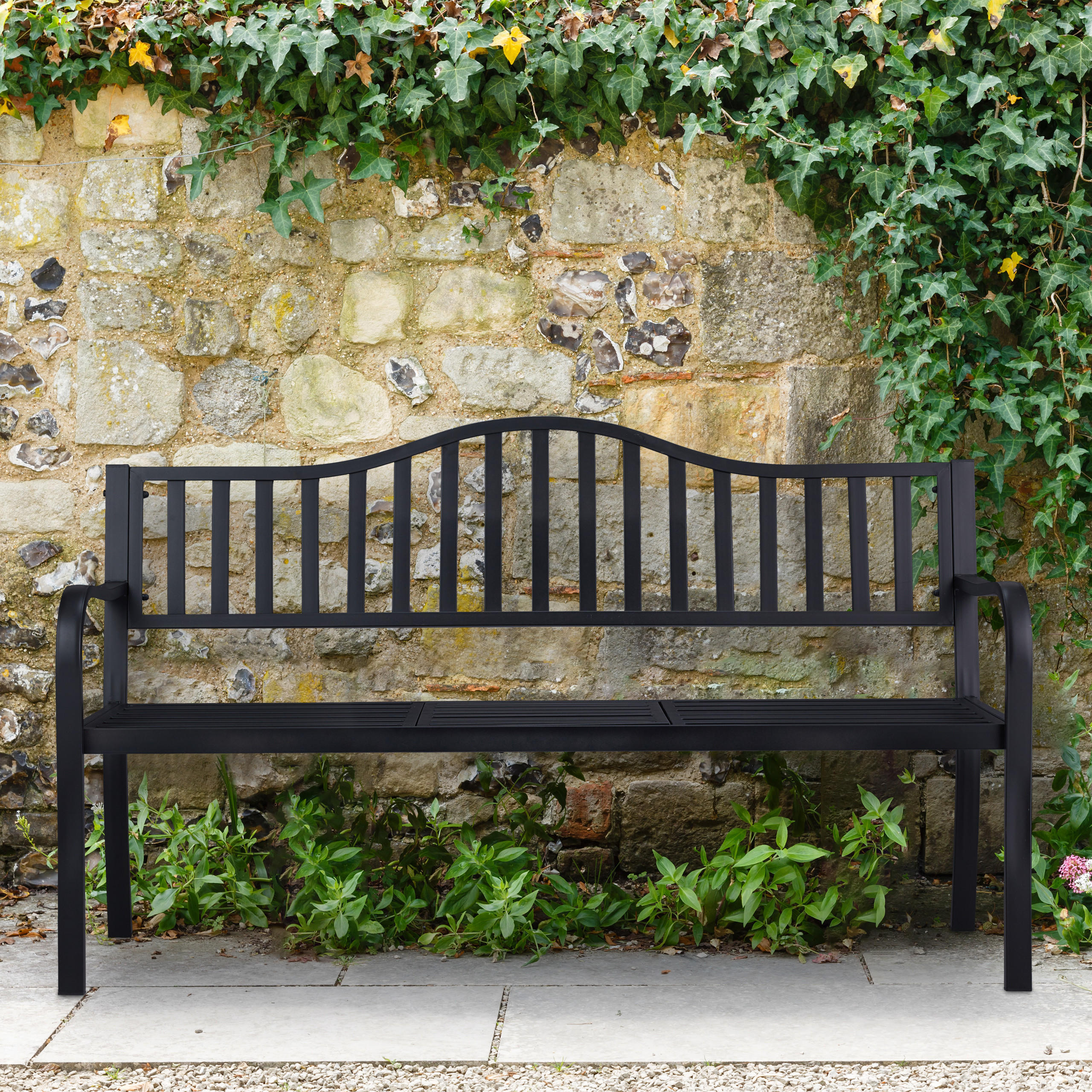 GARTENBANK - Schwarz, Metall (150/89/58.5cm) - Relaxdays