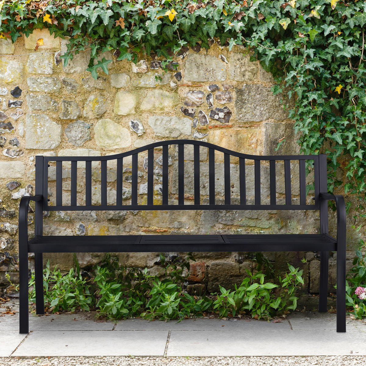 GARTENBANK - Schwarz, Metall (150/89/58.5cm) - Relaxdays