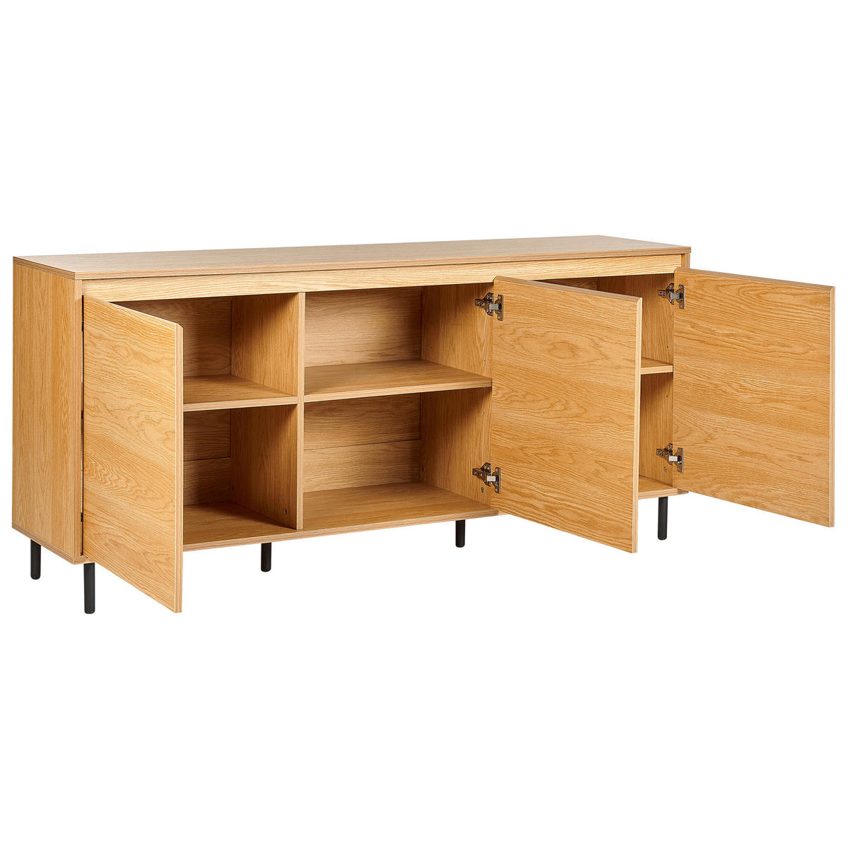 SIDEBOARD Světlejší Odstín dřeva Nikea - černá/světle hnědá, kompozitní dřevo (165/75/40cm) - Beliani
