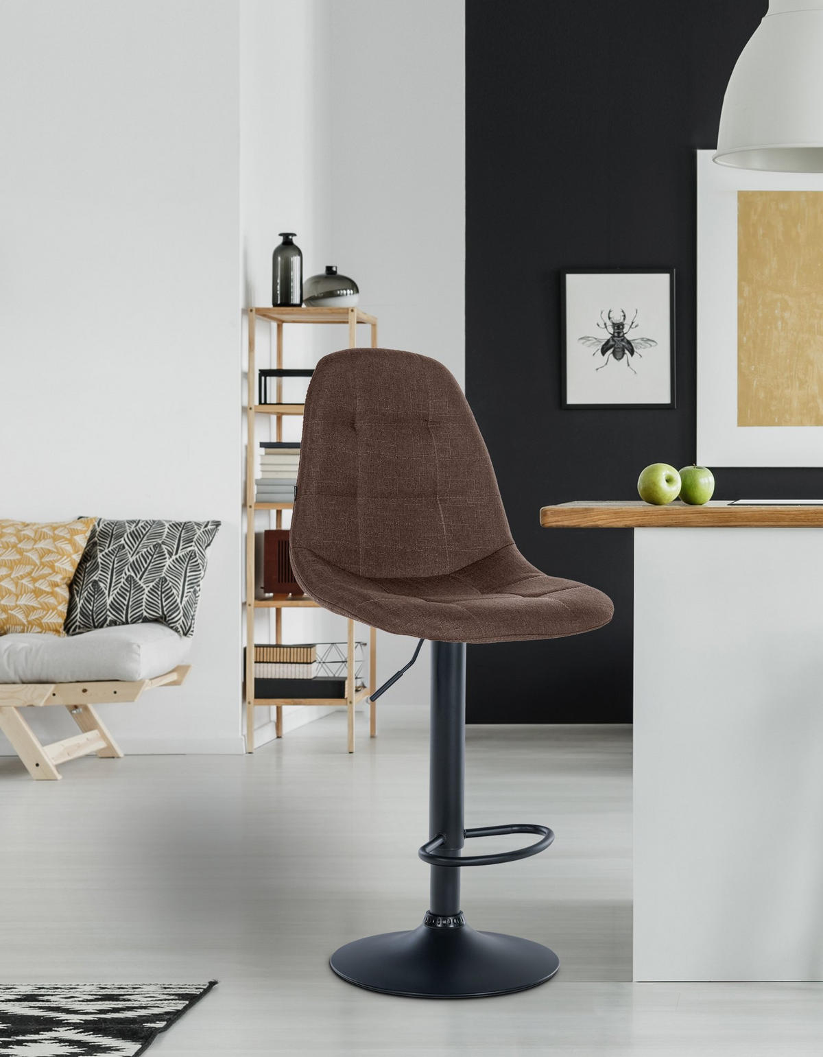 BARHOCKER Metall braun - Braun, Textil/Metall (47/99/56cm) - CLP