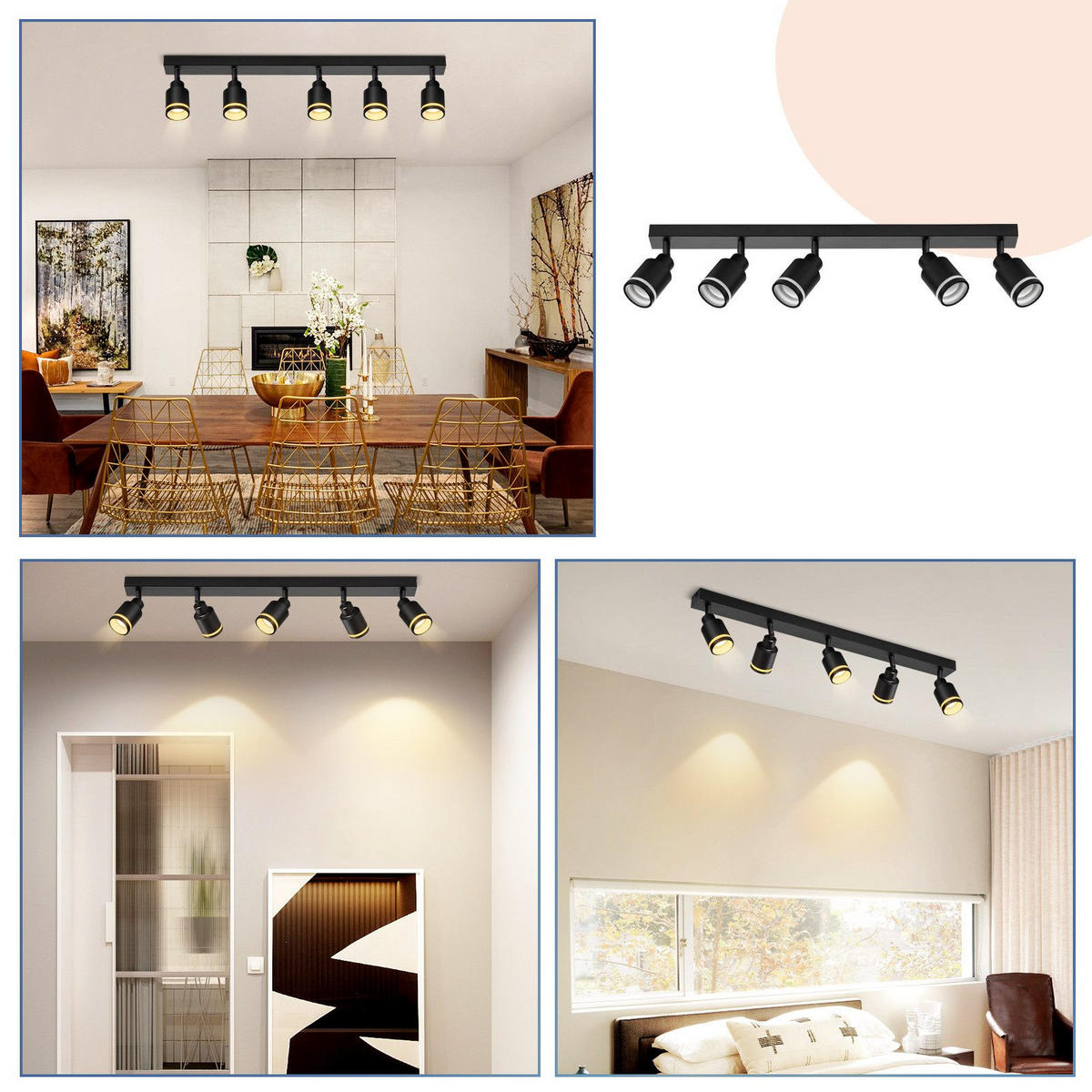 STRAHLER Mergentheim 5-flammig 69/5/15.7 cm - Schwarz, Metall (69/5/15.7cm) - Nettlife