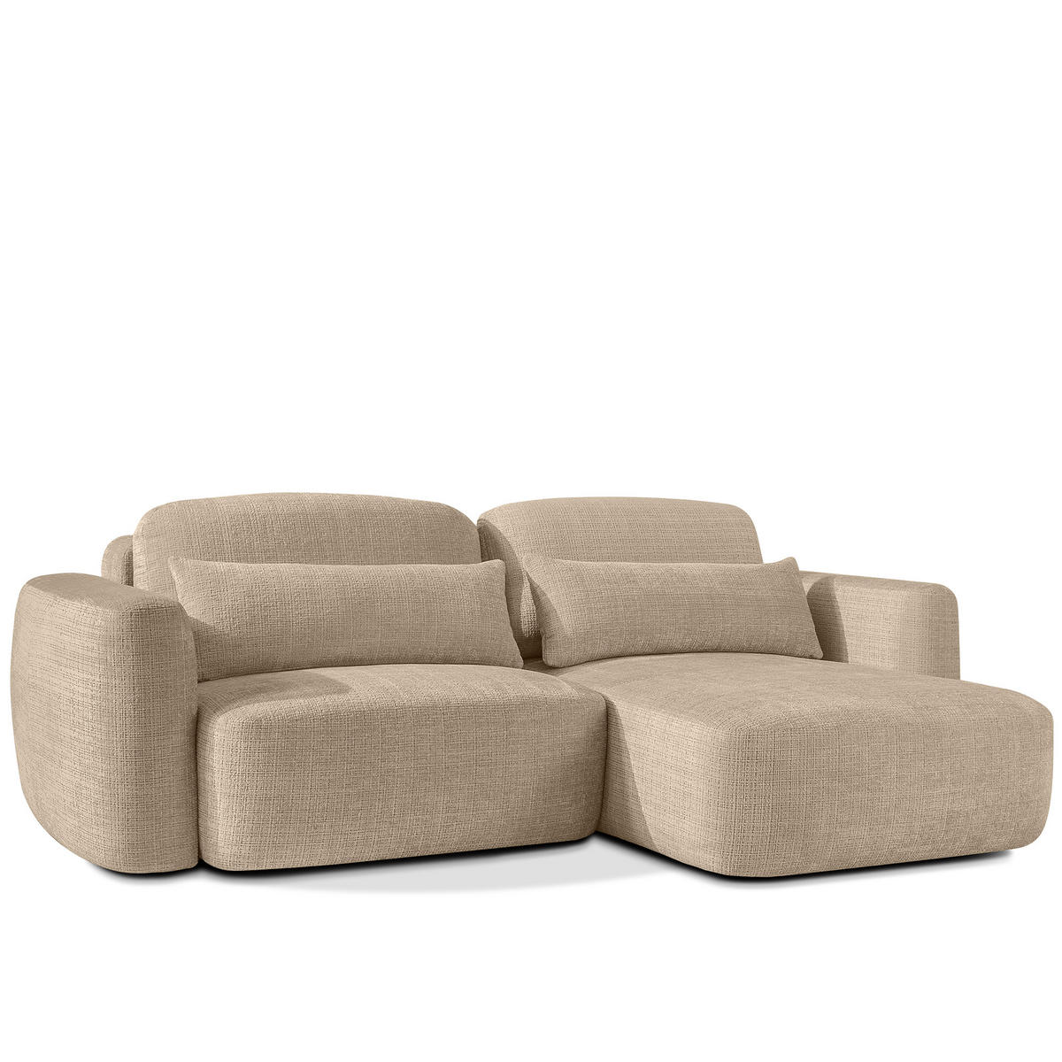 ECKSOFA rechts ELOSA - Beige, Holz/Textil (245/165cm) - KONSIMO®