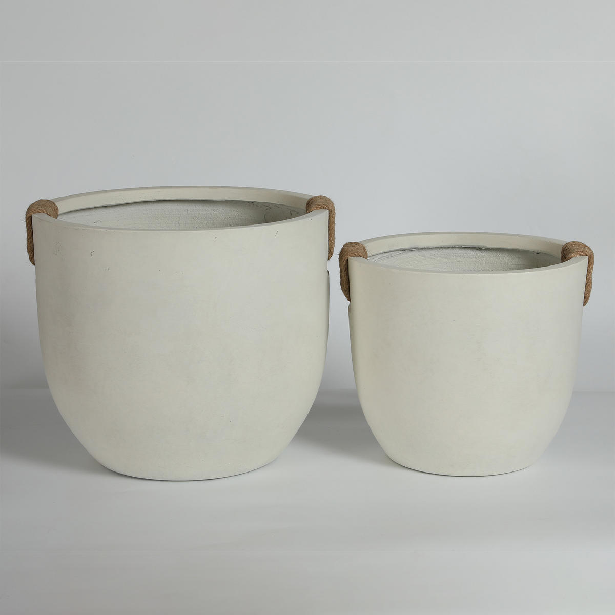 BLUMENTOPF Ø 46/37 cm Nicht-gerade weiss mit Abflusslöcher (2 Stück) - Creme, Naturmaterialen (37.3/33cm) - Oxeza