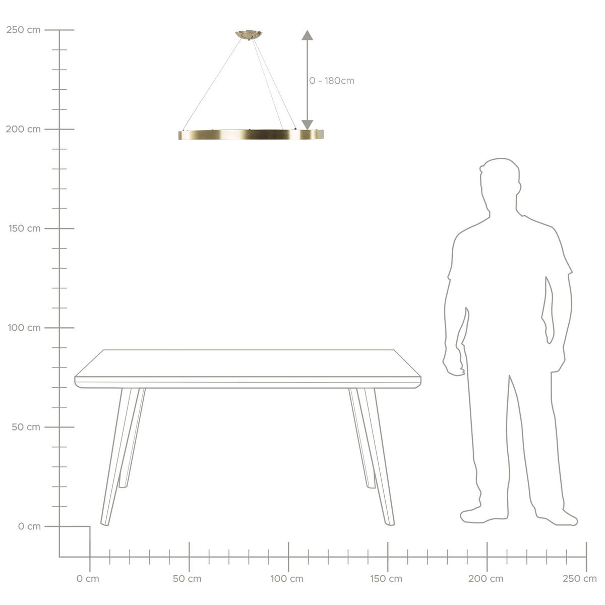 HÄNGELEUCHTE Kraburi 61/61/180 cm - Goldfarben, Kunststoff (61/61/180cm) - Beliani