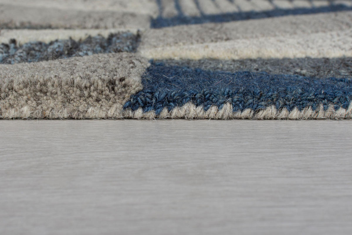 WOLLTEPPICH Diamant-Design, stilvoll ESK LUKE, Blau-Grau 200x290 cm - Blaugrau, Textil (200/290cm) - KADIMA DESIGN