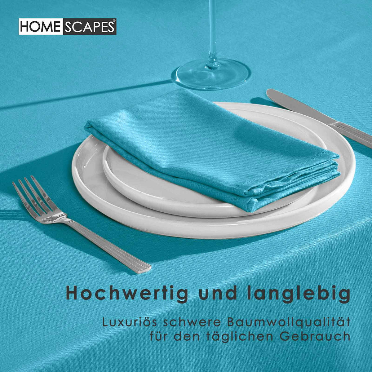 TISCHDECKE hellblau 137/137 cm, 100% Baumwolle - Hellblau, Textil (137/137cm) - Homescapes