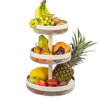 OBSTETAGERE rund, 3-stöckig, Ø 20 cm, 25 cm und 30 cm, beige, Metall - Beige, Metall (30/42cm) - eluno