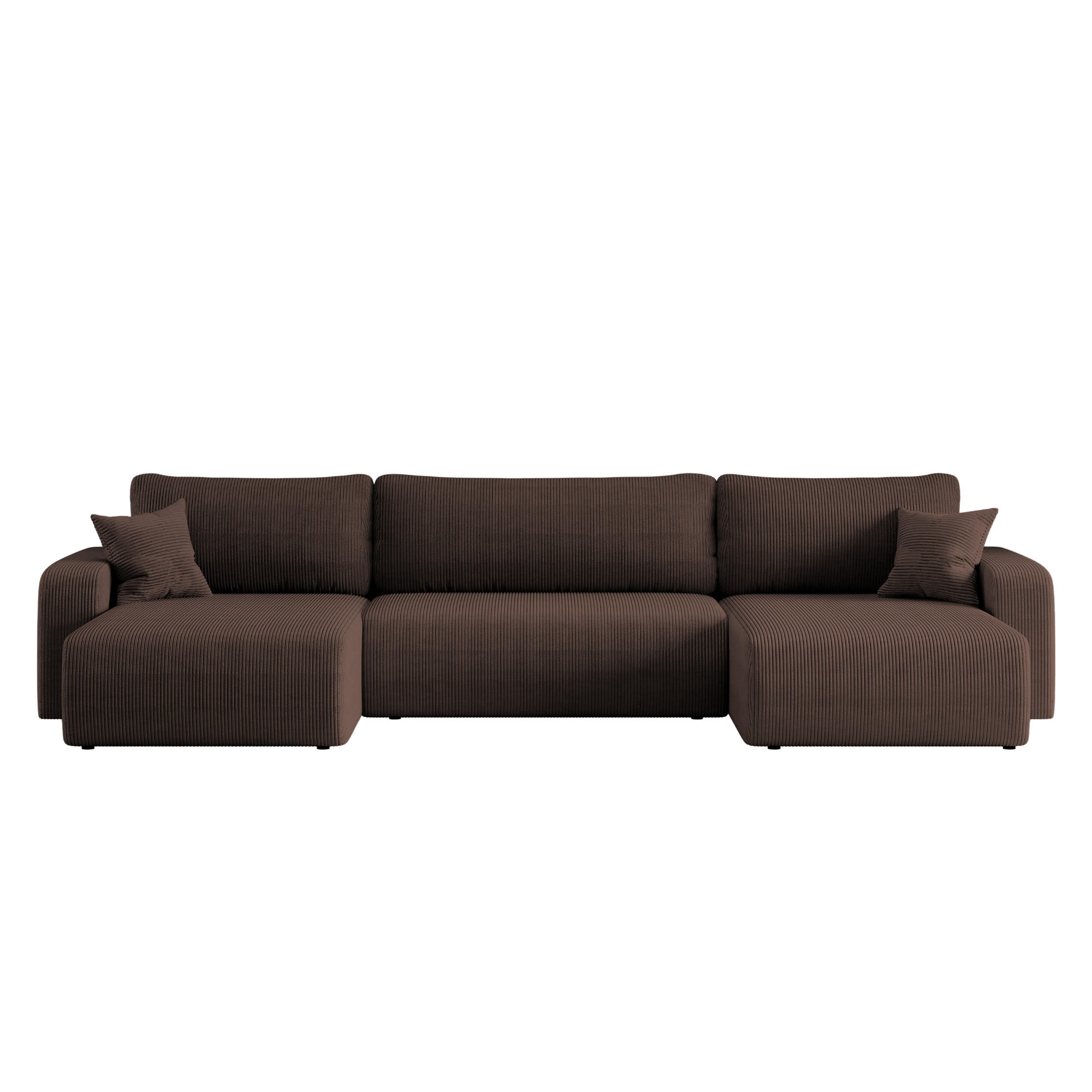 ECKSOFA U-Form Mit Schlaffunktion Und Bettkasten MILANO Dicker Cord Braun - Braun, Holz/Textil (312/145cm) - Kaiser Möbel