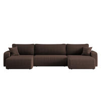 ECKSOFA U-Form Mit Schlaffunktion Und Bettkasten MILANO Dicker Cord Braun - Braun, Holz/Textil (312/145cm) - Kaiser Möbel