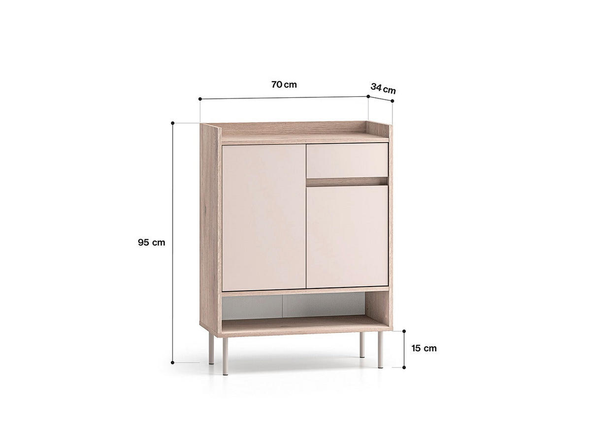 SCHUHSCHRANK – VOCO 03 – 70 cm – Voco – Kaschmir / Eichefarben - Kaschmir/Eichefarben, Holzwerkstoff (70/95/34cm) - hi-markt
