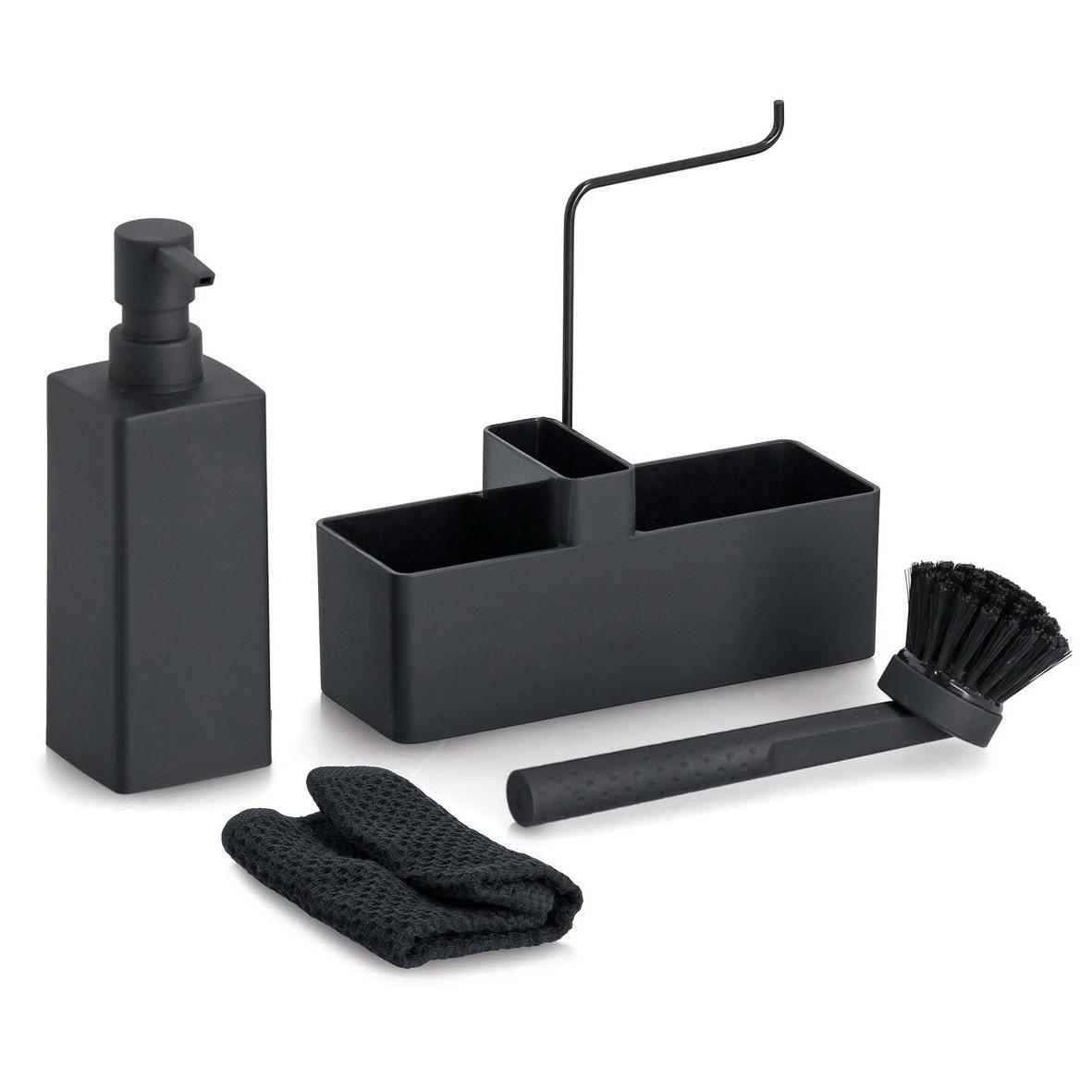 SPÜL-ORGANIZER Spülmittelspender 20,2/7/20 cm - Schwarz, Kunststoff (7/20/20.2cm) - ZELLER