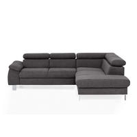 ECKSOFA mit Schlaffunktion und Bettkasten - Chromfarben/Dunkelgrau, Holz/Textil (207/249cm) - Cotta