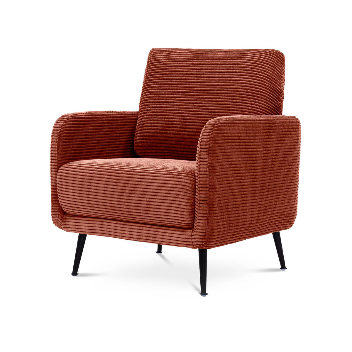 DESIGNER-SESSEL Emma aus Cord in Terrakotta - Rotbraun/Terra cotta, Holz/Holzwerkstoff (71/81/75cm) - Sicaan