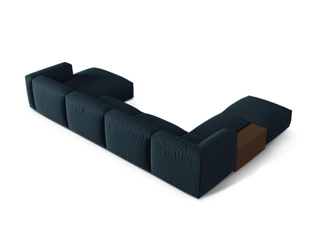 MODULARES-PANORAMASOFA links Martina aus strukturiertem Stoff jeansblau 5 Sitzplätze - Blau, Textil (280/75/406cm) - Micadoni