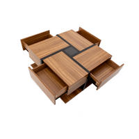 COUCHTISCH aus Spanplatte 78x78x36 cm in Natur mit 4 Schubladen - Naturfarben, Holzwerkstoff (78/78/36cm) - Modfu