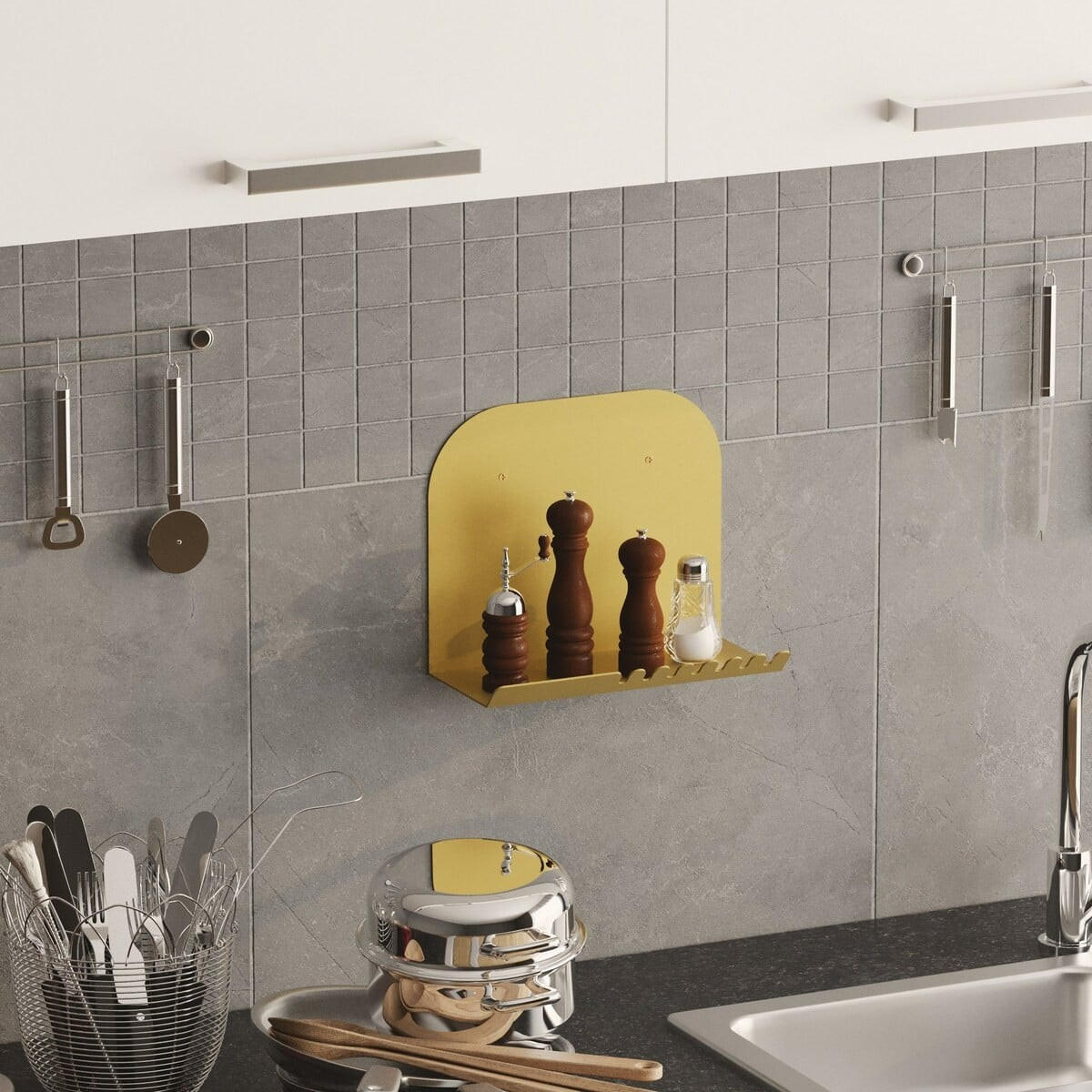 WANDREGAL aus metall 12/28/23 cm - Goldfarben, Metall (12/23/24cm) - Calicosy