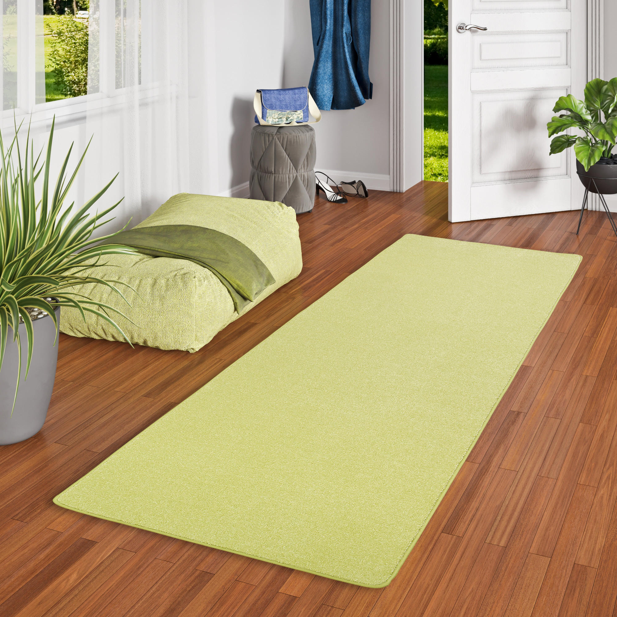 HOCHFLOR VELOURS LÄUFER TEPPICH LUNA - Limette, Textil (80/200cm) - Snapstyle
