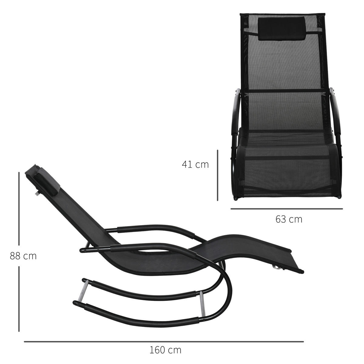 GARTENSCHAUKELSTUHL DE-15237 Schwarz - Schwarz, Metall (160/88/63cm) - ComfortXL