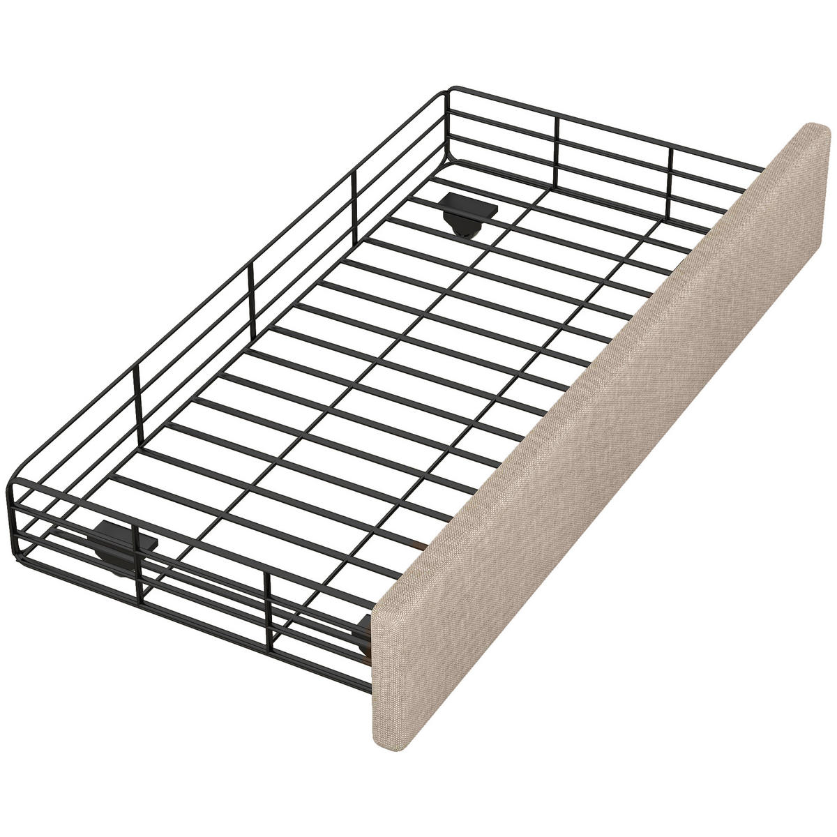 POLSTERBETT 90/200 cm dunkelbeige mit Schubladen und dekorativen Nieten - Beige, Textil (90/200cm) - OKWISH