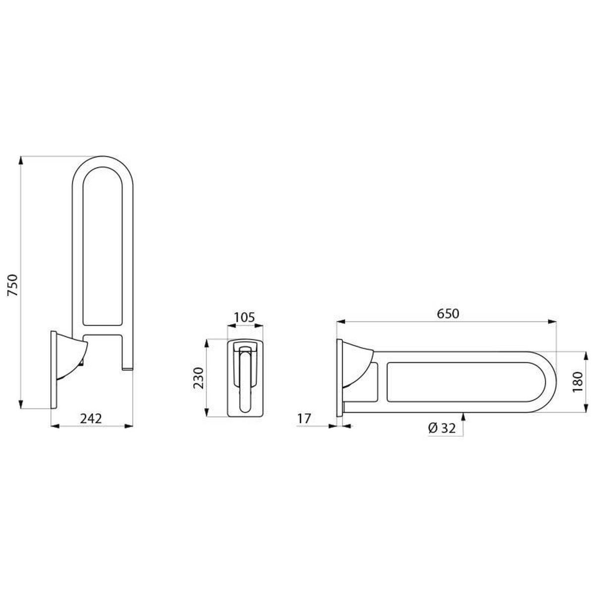 STÜTZKLAPPGRIFF SK D32 L650 mm Edelstahl UltraSatin - Chromfarben, Metall (34.2/12.7/90cm) - Delabie