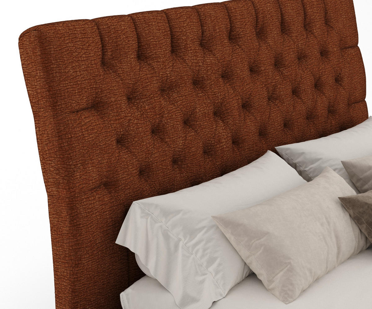 POLSTERBETT Vezzola Kupferfarbe 180/200 cm im Chenille-Stoff - Schwarz/Naturfarben, Holz/Holzwerkstoff (180/200cm) - Maison de Reve