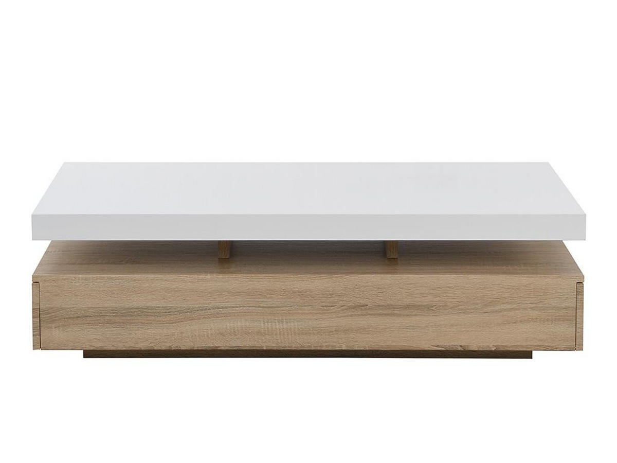 COUCHTISCH mit 2 Schubladen - MDF - Holzfarben hell & Weiß - FELIX - Naturfarben, Holz (120/60/35cm) - Vente-Unique