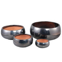 TOPF Nayaa Silber 50/50/23cm 4er-Set - Silberfarben, Keramik (23cm) - PTMD Collection