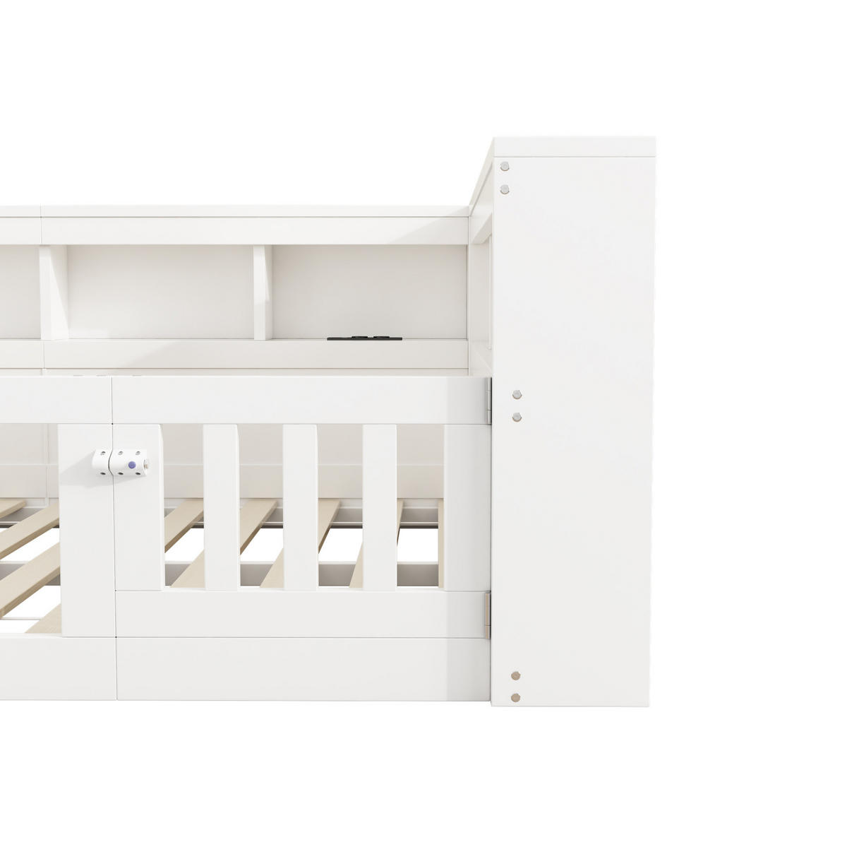 TAGESBETT aus Spanplatte und MDF 140x190 cm Weiß mit Stauraum, Steckdose und USB-Anschluss - Weiß, Holzwerkstoff (140/190cm) - IVMEU