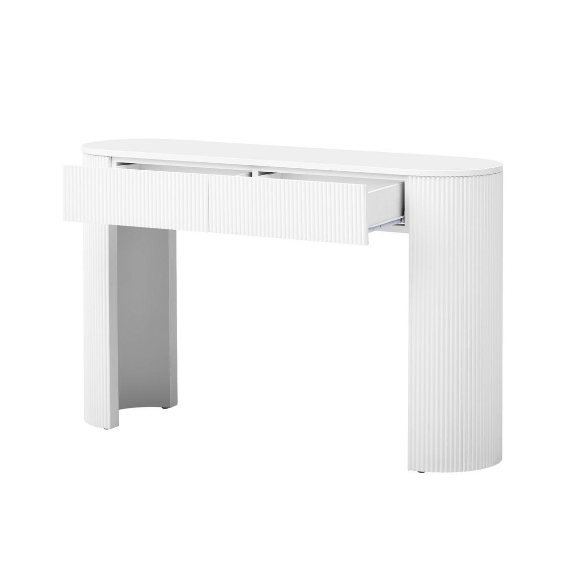 KONSOLENTISCH 120/33/76 cm weiß aus MDF mit 2 grifflosen Schubladen - Weiß, Holzwerkstoff (120/33/76cm) - OKWISH