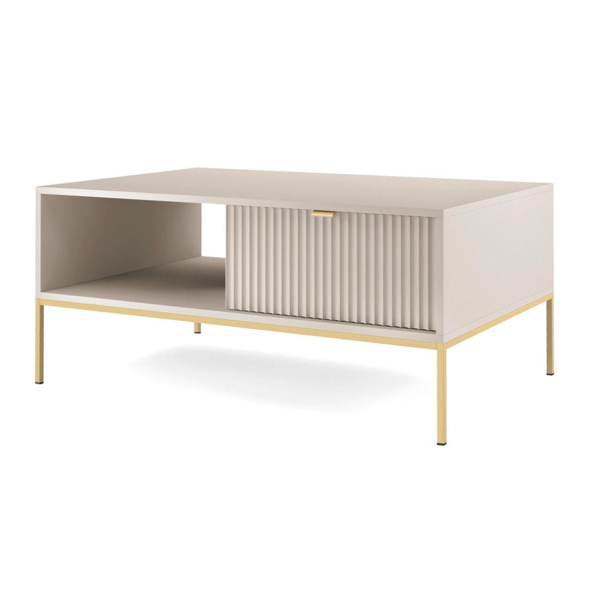 COUCHTISCH Vellore Grau-Beige Goldgestell 104 x 68 cm - Taupe/Goldfarben, Holzwerkstoff/Metall (68/104/46cm) - Selsey