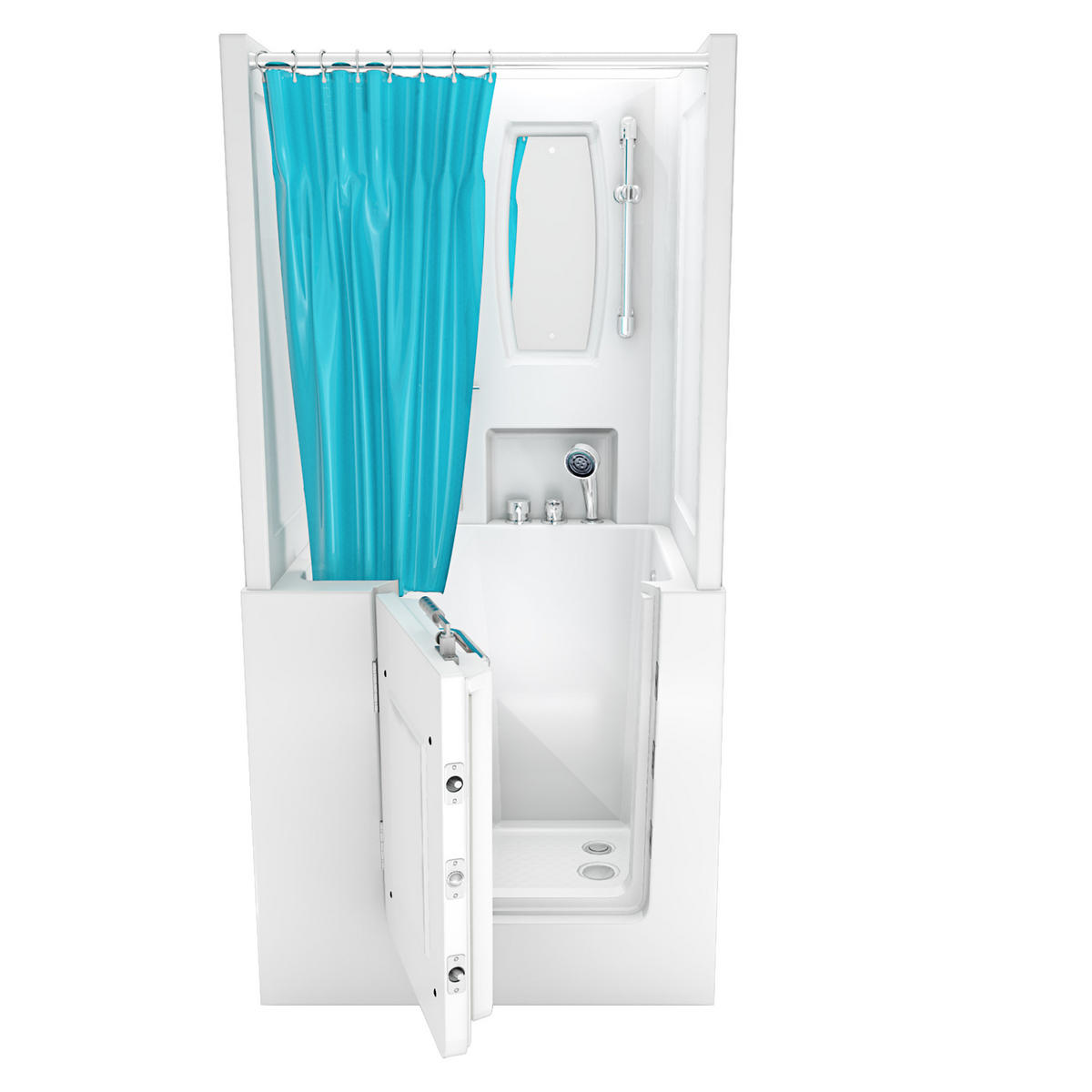 SENIOREN Dusche Sitzwanne Wanne mit Tür S02D-C-L 100x78cm - Weiß, Glas/Kunststoff (100/78/205cm) - AcquaVapore by Sandra Jentho