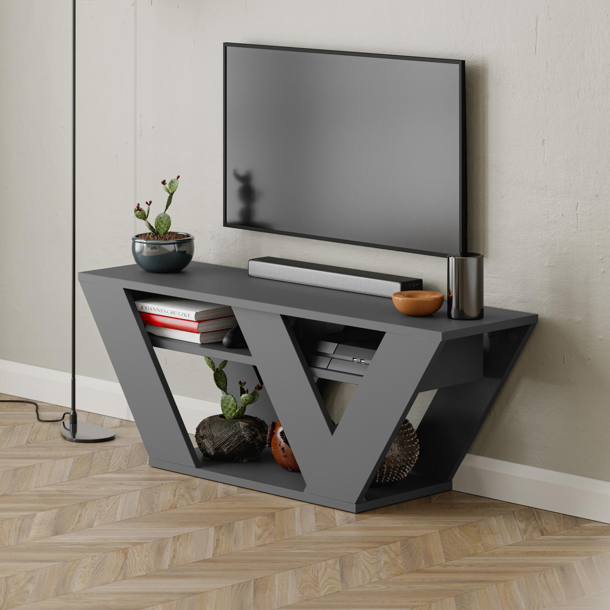 TV-LOWBOARD Pipralla Anthrazit 110/30/40 cm - Anthrazit, Holzwerkstoff (110/40/30cm) - Decortie