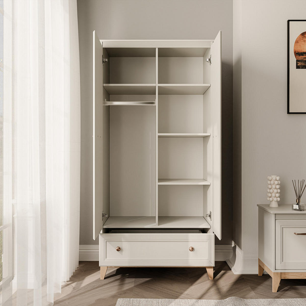 DREHTÜRENSCHRANK DIUNA 92/55/193 cm, 2 Tür(en), Kaschmir - Kaschmir, Holzwerkstoff/Metall (92/193/54.5cm) - Idohome