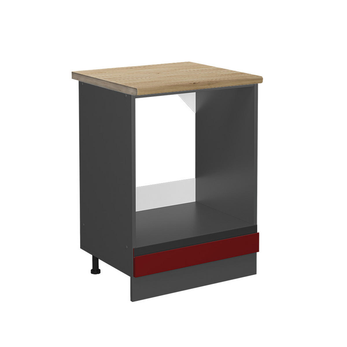 HERDUMBAUSCHRANK R-Line Rot 60 cm, AP Eiche - Anthrazit/Rot, Holzwerkstoff (60/81.6/60cm) - Vicco