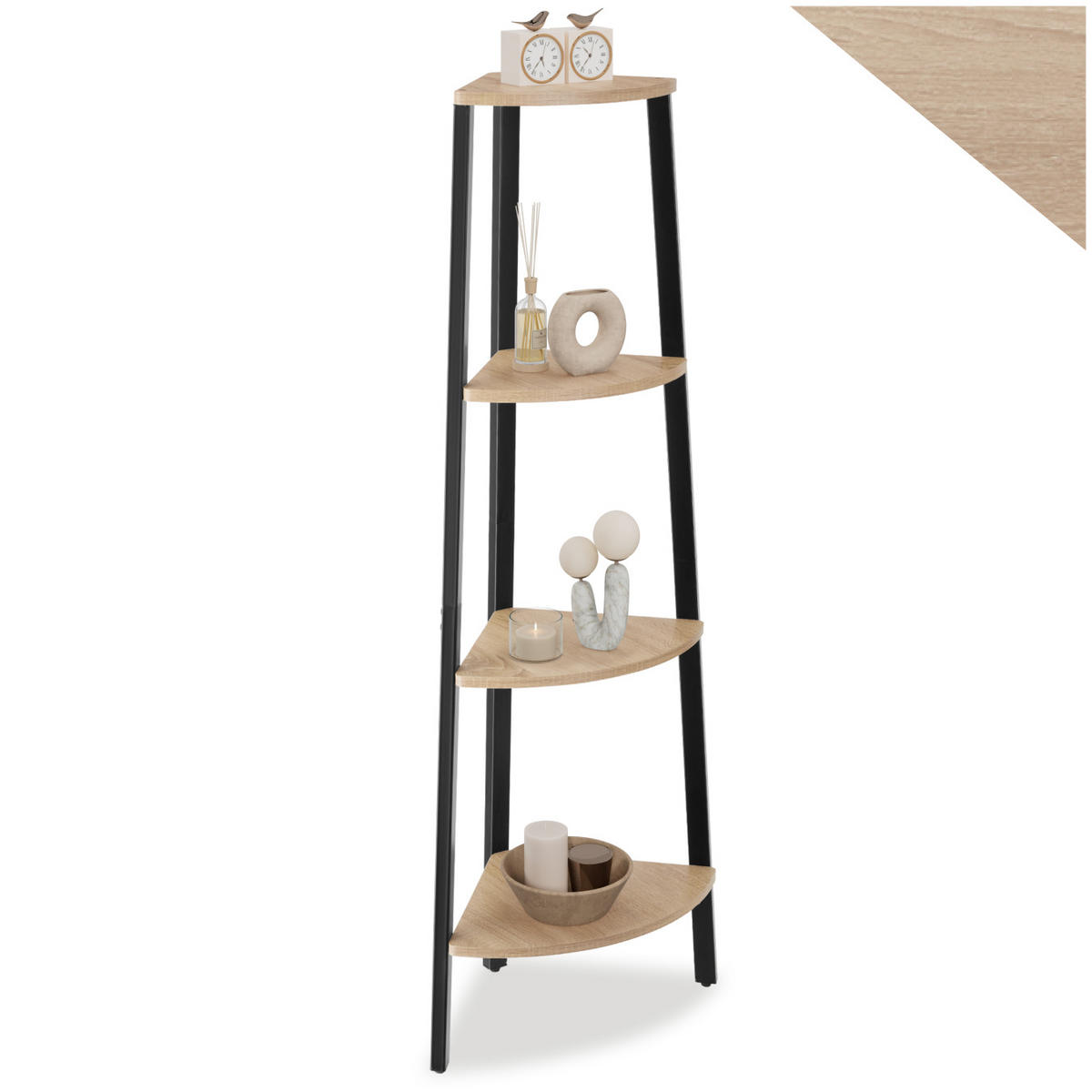 ECKREGAL Newbridge,inklusive Kippschutz, 34 x 34 x 125 cm,Industrial Holz hell, Eiche Sonoma - Naturfarben, Holzwerkstoff (34/125/34cm) - tectake