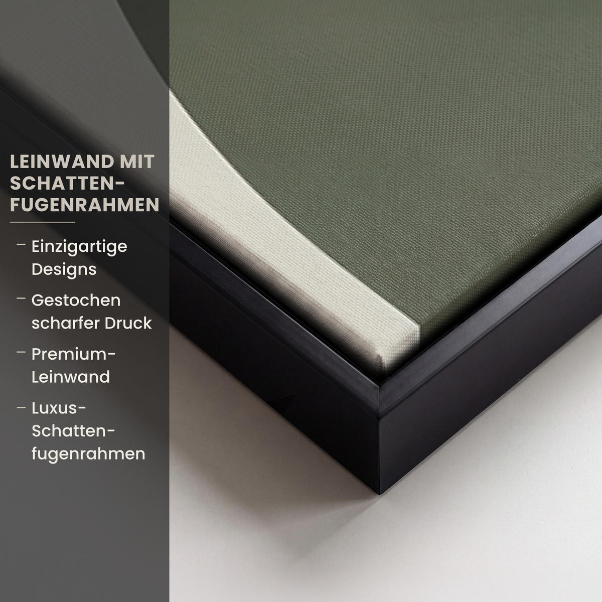 LEINWAND Bilder mit Rahmen - Japandi - Grün - Abstrakt - Modern - 60x90 - Salbeigrün, Textil (60/90cm) - MuchoWow