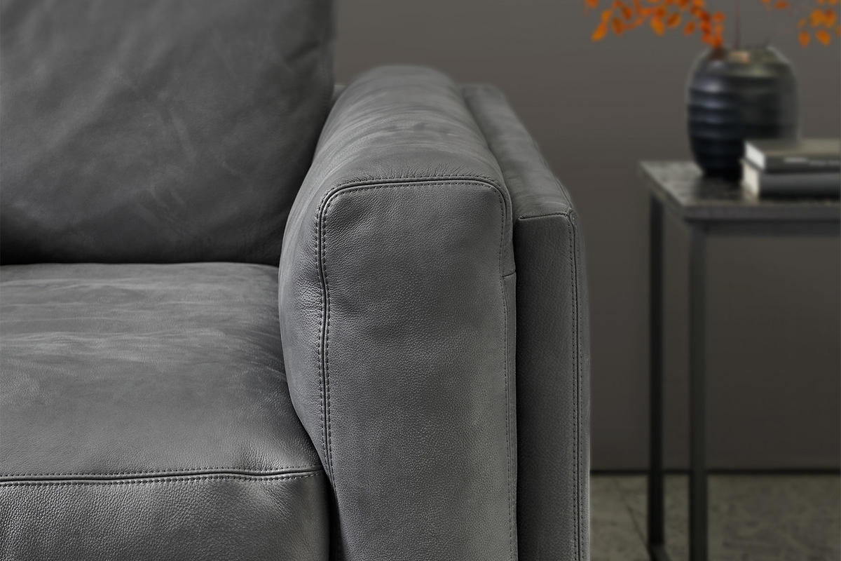 BIG SOFA RAINA Anthrazit Leder - Anthrazit/Schwarz, Leder/Kunststoff (254/85/150cm) - KAWOLA