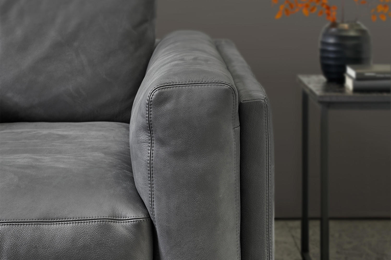 Thumbnail - Kawola Big, Anthrazit, Schwarz, Leder, Echtholz, 3-Sitzer, Füllung: Komfortschaum, 254x85x150 cm, Wohnzimmer, Sofas & Co...