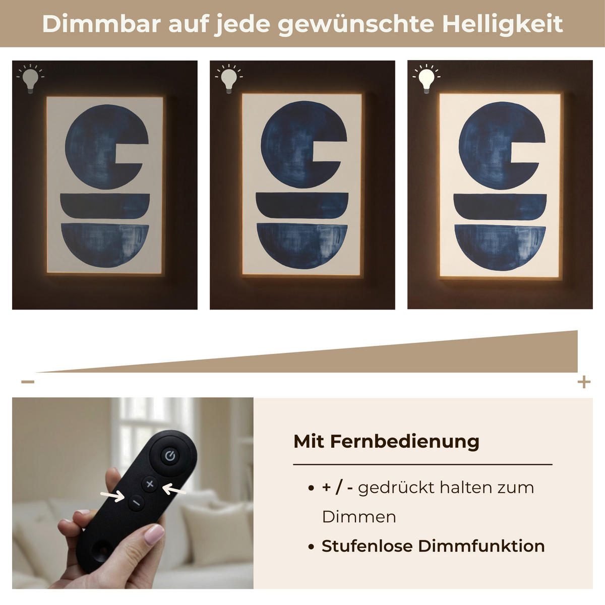 NÁSTĚNNÁ LAMPA S AKUMULÁTOREM Tvary - modrá - abstraktní 60x90 cm - tmavě modrá, kompozitní dřevo (60/90/8cm) - OnlyWow