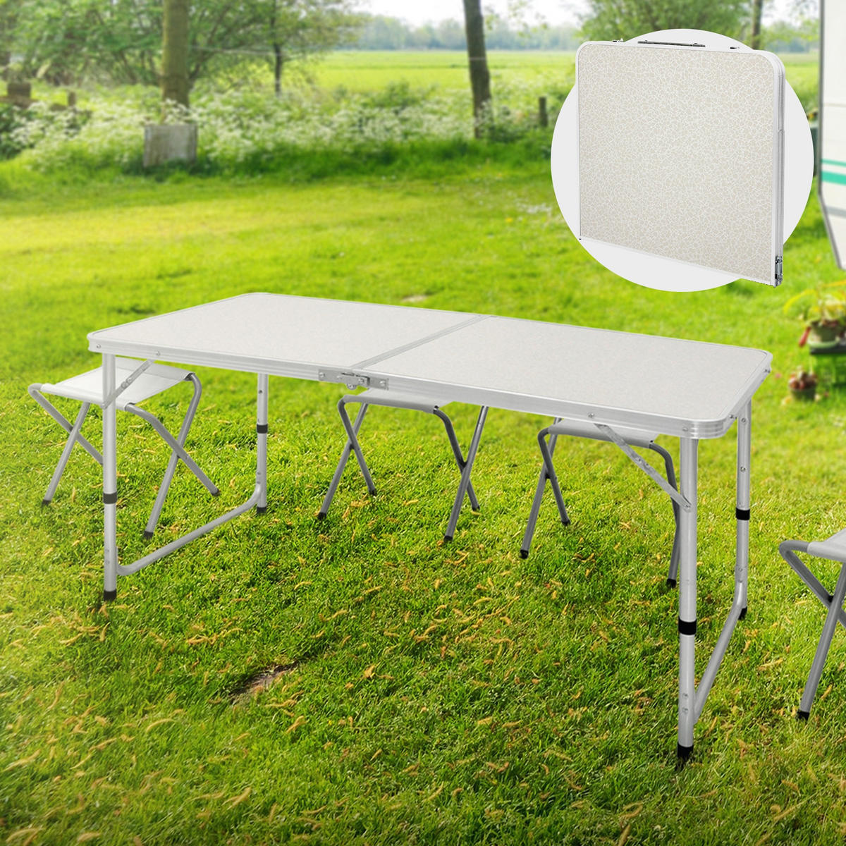 CAMPINGTISCH - Creme, Holzwerkstoff (120/60/70cm) - ECD-Germany