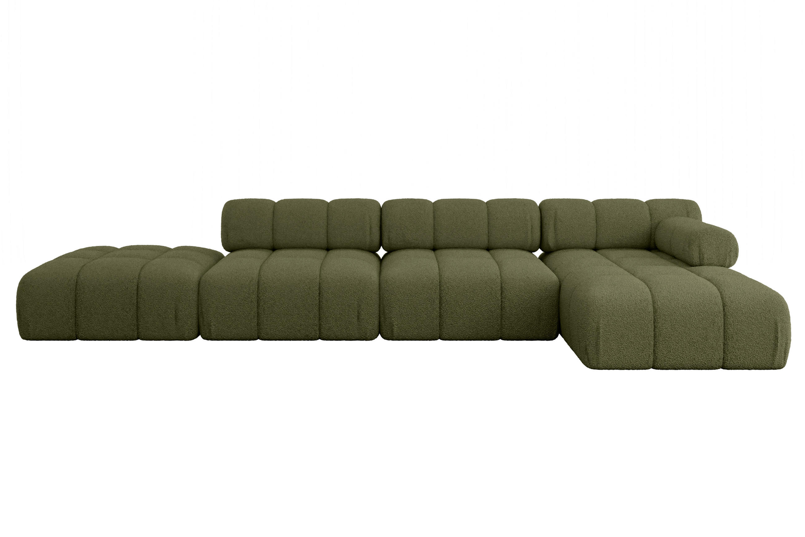 ECKSOFA modulares Sofa Lizur-L2 - 380x160x70 cm Grün Bouclé - Grün, Holzwerkstoff/Textil (380/160cm) - ALTDECOR
