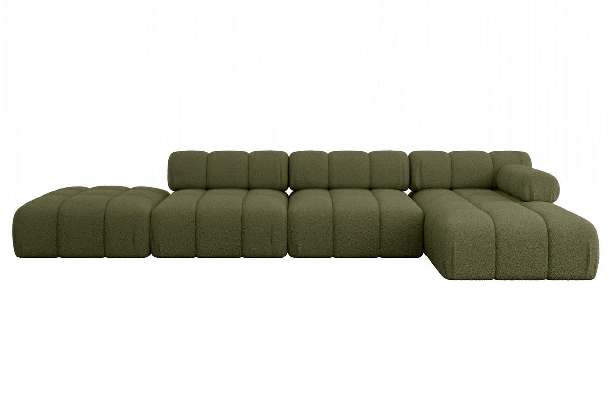 ECKSOFA modulares Sofa Lizur-L2 - 380x160x70 cm Grün Bouclé - Grün, Holzwerkstoff/Textil (380/160cm) - ALTDECOR