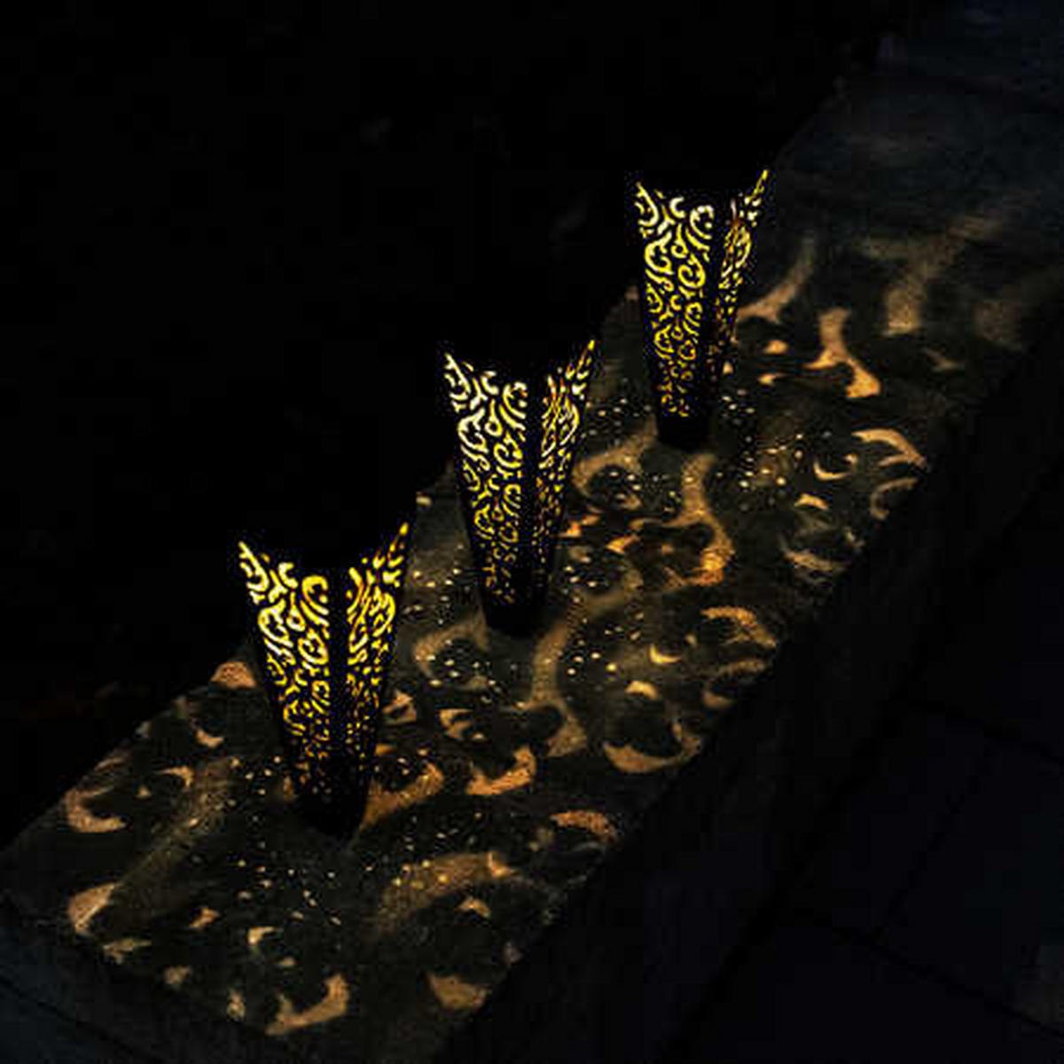 LED AUSSENLEUCHTE Erdspieß Schwarz Gold 3er Set - Schwarz, Kunststoff (7/7/33cm)