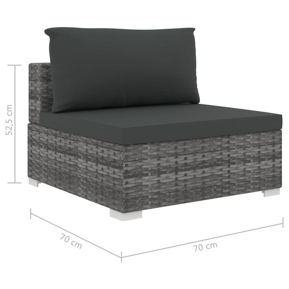 LOUNGEGARNITUR mit Auflagen, aus Poly Rattan, Grau, 5-teiliges Set - Grau, Kunststoff - vidaXL