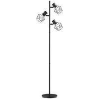 STEHLEUCHTE, Stehlampe mit 3 E27 Fassungen, 3 Flammen für Wohnzimmer, Schwarz - Schwarz, Metall (41/28/169cm) - HOMCOM