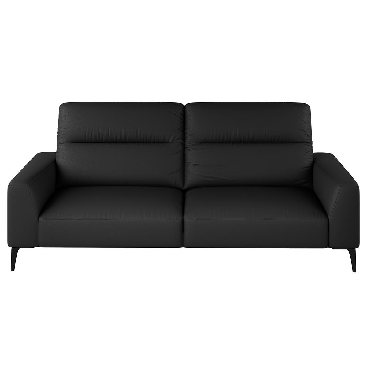 3-SITZER SOFA - Schwarz, Leder/Metall (233/73/107cm) - home24