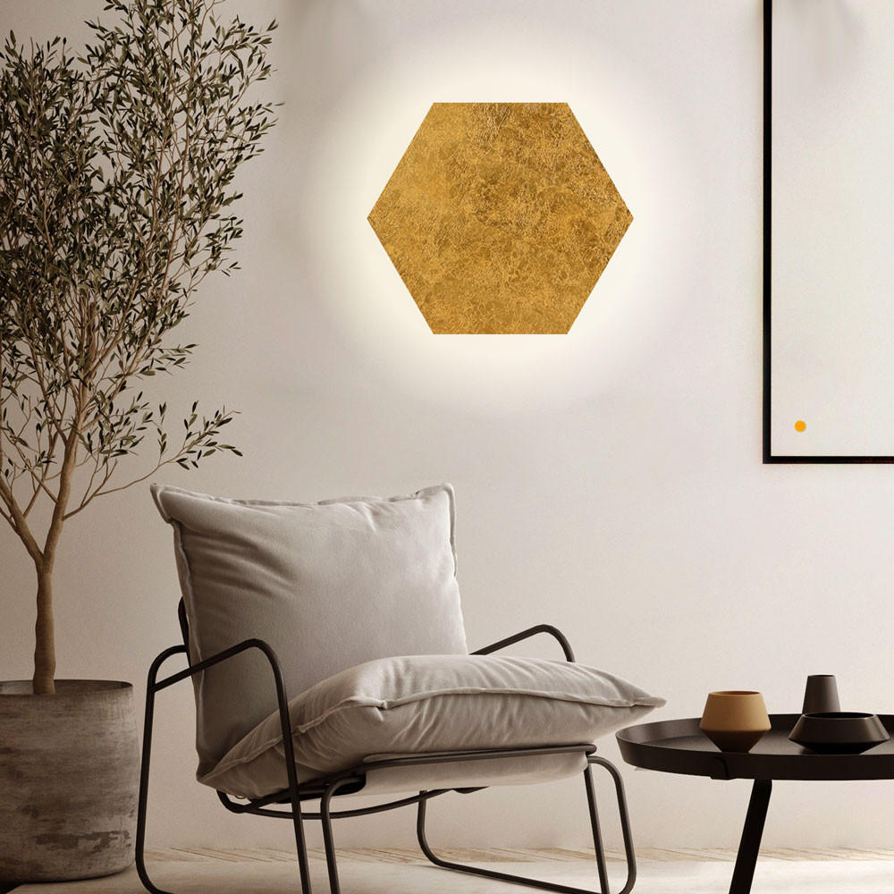 LED-WANDLAMPE Hive Blattgold Ø 45cm - Goldfarben, Metall (45/4.4/45cm) - s.luce
